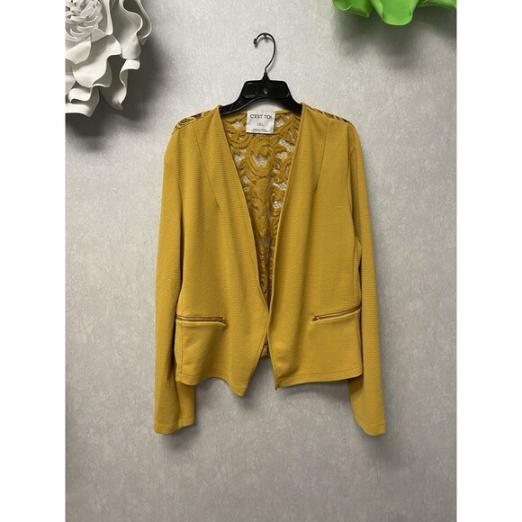 Tops - C’est Toi Yellow Lace Back Blazer Size 2XL Fits Like 1xL